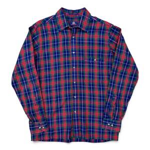 True Vintage Baracuta Flannel Shirt Loop Tag Red Blue Plaid Single Needle M Soft